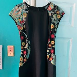 Fitted black midi dress